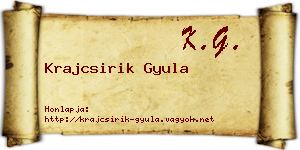 Krajcsirik Gyula névjegykártya